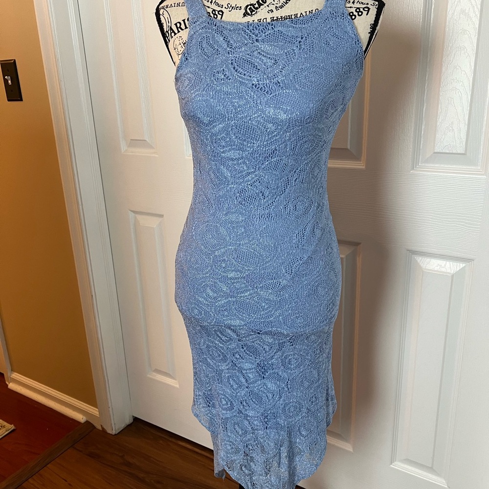 Elegant Blue Lace Dress